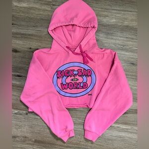 MTV Daria Sick Sad World Pink Crop Hoodie size S